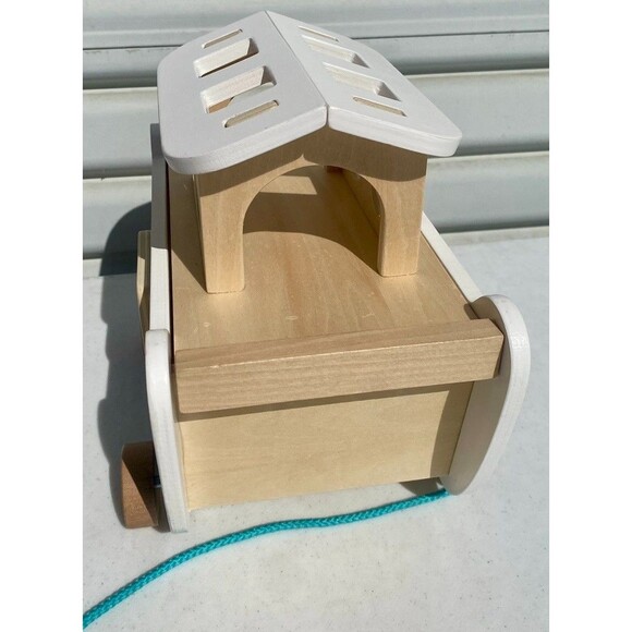 Wooden Noah's Ark Pull Toy Boat Animal Shape Sorter Painted Bible Story Toddler - Picture 10 of 16